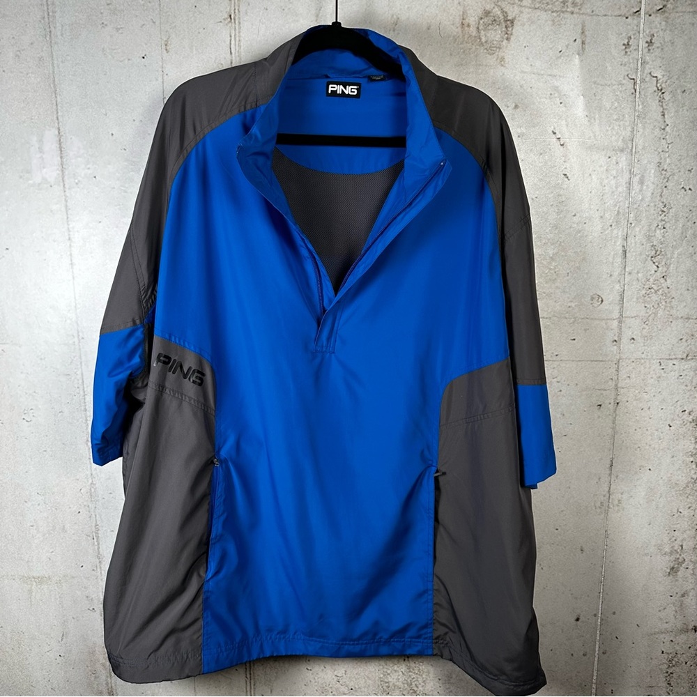 PING Golf Galaxy Colorblock Windshirt Blue Gray XXL Tall Half Zip Pullover
